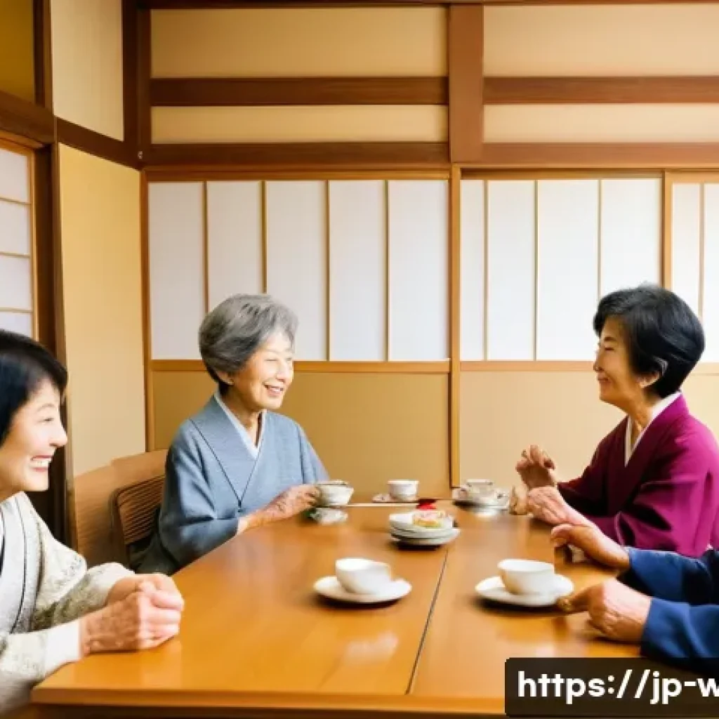사회복지사 지역 사회 문제 해결 - **Prompt:** A heartwarming and vibrant scene inside a modern community center in a Japanese town, bu...
