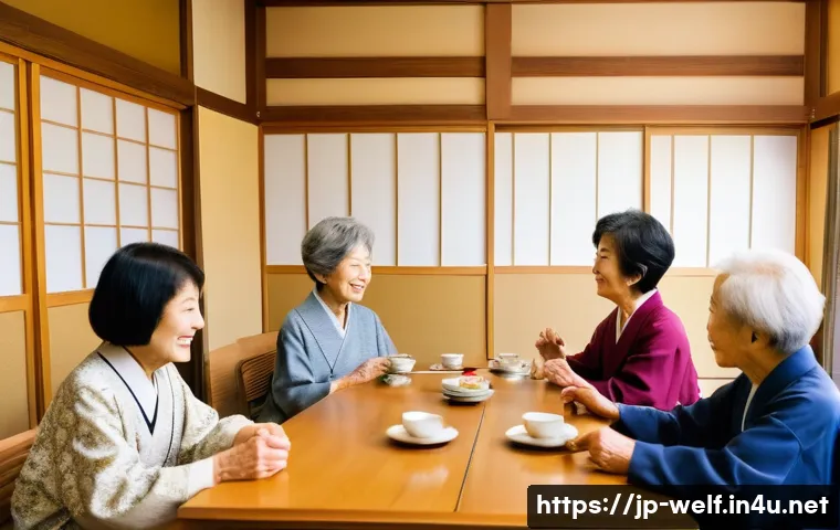 사회복지사 지역 사회 문제 해결 - **Prompt:** A heartwarming and vibrant scene inside a modern community center in a Japanese town, bu...