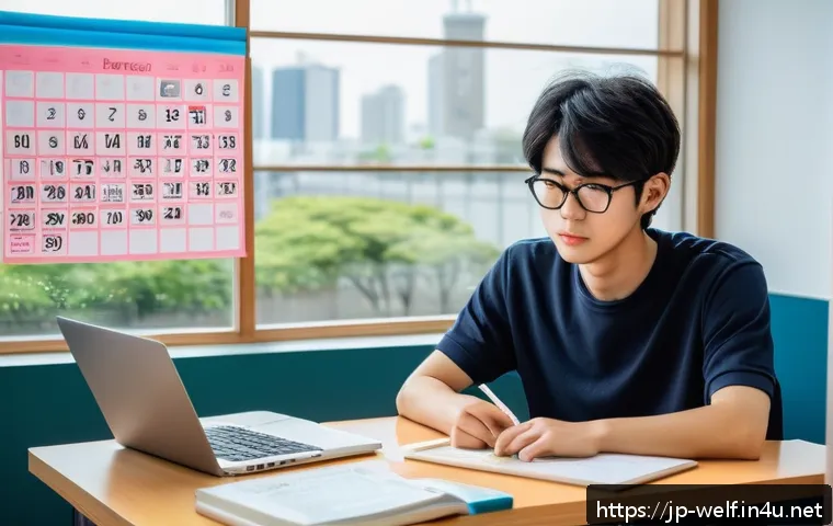 사회복지사 자격증 취득 방법 - A modern Japanese study room scene featuring a diligent young adult wearing casual clothes and glass...